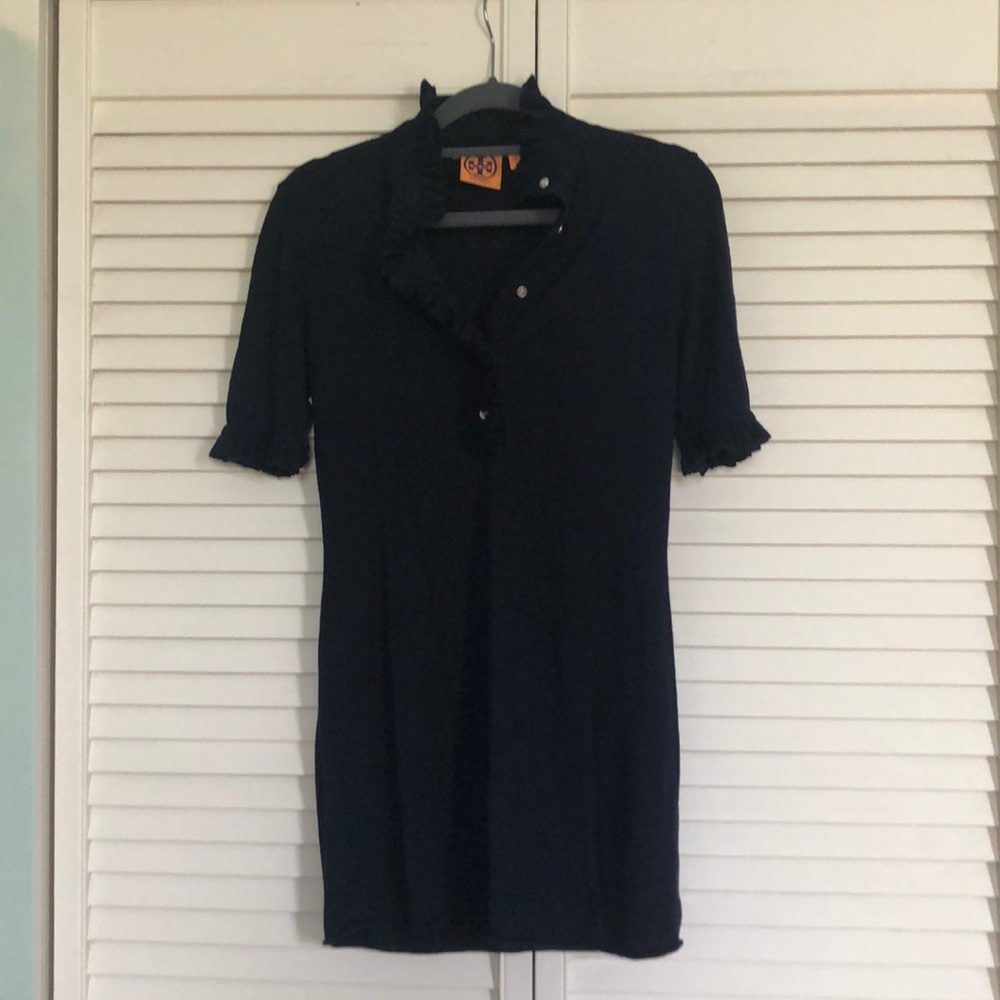 Tory Burch tunic sweater w/ ruffled neck & sleeves